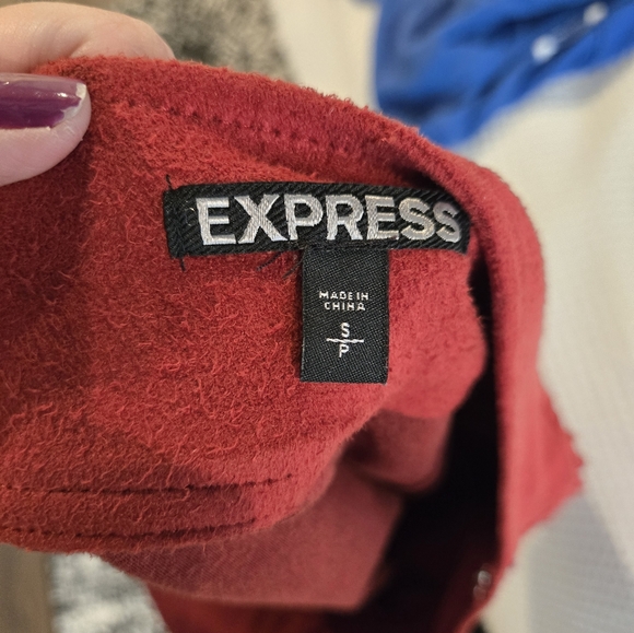 Express Red Fringed Pencil Skirt - Picture 3 of 3